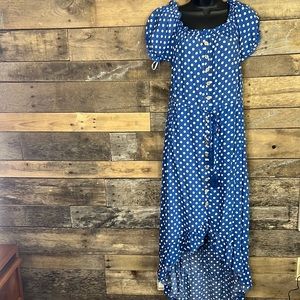 Polka Dot Ruffle V Neck Sleeveless MIDI Wrap Dress with Tie Belt